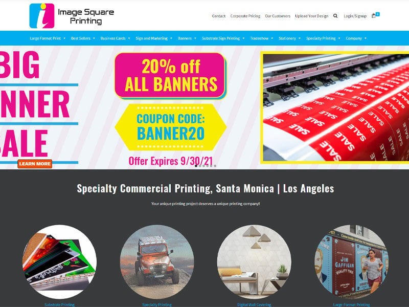Screen Grab of Image square printing website