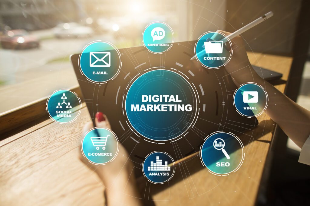 Digital Marketing Technology Concept Internet Online Search Engine Optimisation Seo Smm Video Advertising